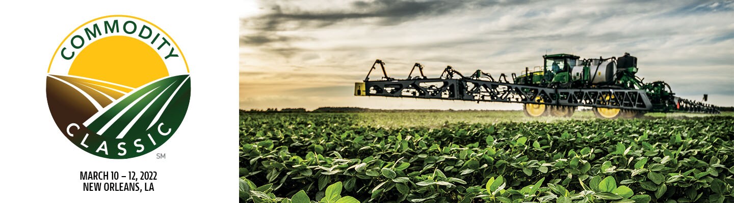 Commodity Classic Logo paired with an image of a Sprayer with See & Spray Ultimate